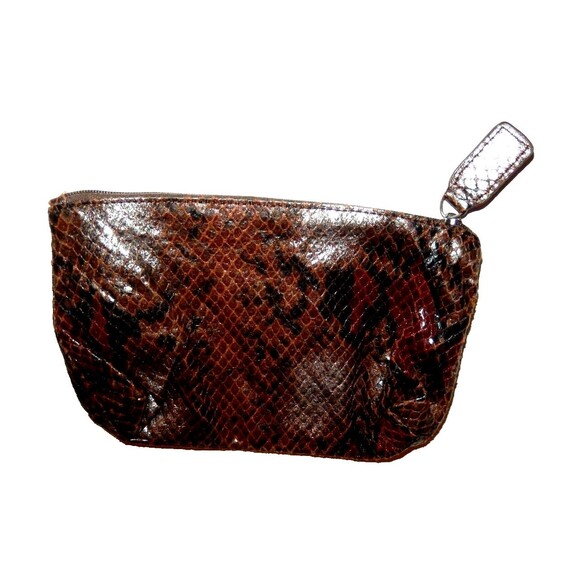 Carlos Falchi Fatto a Mano Shoulder Handbag Purse Brown Snakeskin Reptile Print - Picture 9 of 10